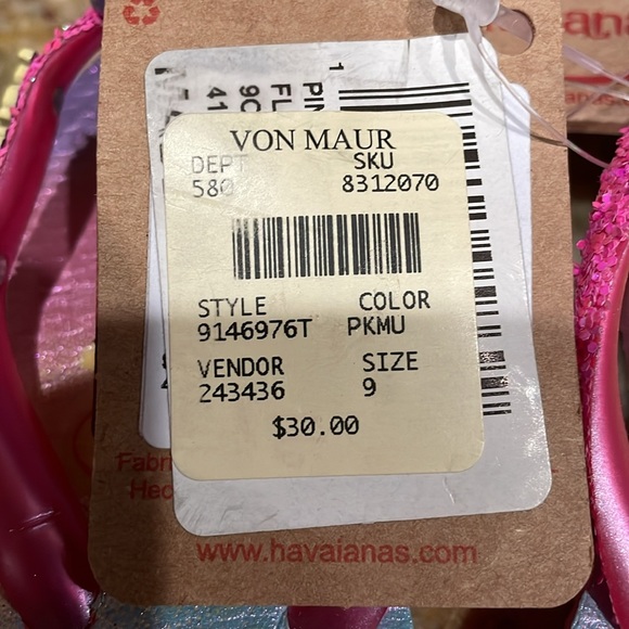 Havaianas Pink and Purple Flip Flops with Textured Sole size 9C 23-24 New - Picture 3 of 5